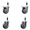 Service Caster 4'' Thermoplastic Rubber Swivel 7/8'' Expanding Stem Caster Set 2 Total Lock Brakes, 4PK SCC-EXTTL20S414-TPRB-2-S-2-78 - alternate 1